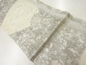 扇に松鶴模様織出し袋帯